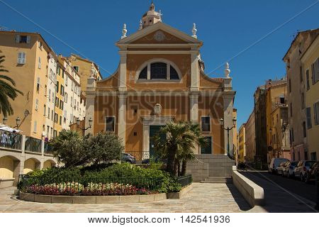 The Our Lady of the Assumption cathedral in Ajaccio city Corsica island France.