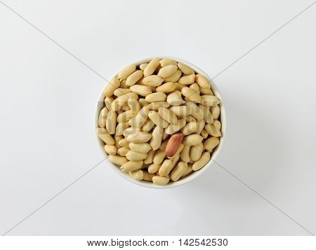Bowl of unsalted shelled peanuts