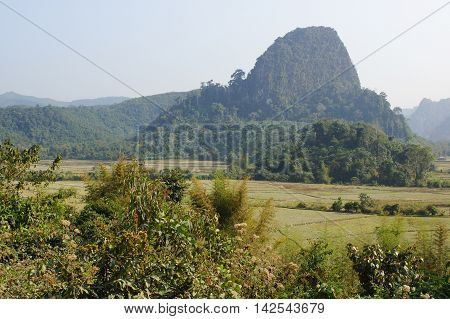 Landscape around Muang Ngoi, Laos, South East Asia