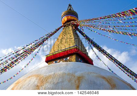 Buddhist Boudhanath Stupa in Kathmandu in Nepal
