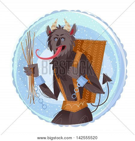 Krampus. Crampus. Traditional christmas devil. Vector illustration