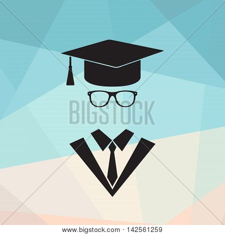Graduate or professor in a mortarboard hat conceptual of graduation and completing a college or university education or of the teaching profession vector icon