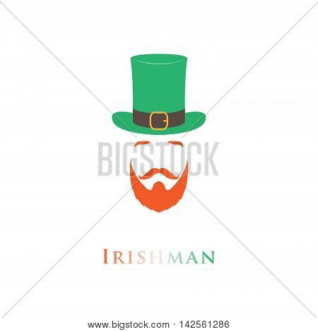Vector flat irish man icon. Saint Patrick day.