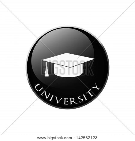 Graduation cap sign icon. Higher education symbol. Graphic design element. Symbol in circle button.