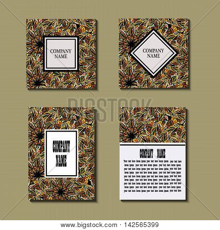 Set of flyers brochures templates design. Cards with mandala patterns and ornaments.