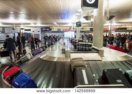 OSLO GARDERMOEN NORWAY - NOVEMBER 2:Interior of Oslo Gardermoen International Airport on november 2 2014 in Oslo. The airport has biggest passenger flow in Norway.