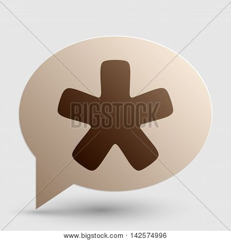 Asterisk star sign. Brown gradient icon on bubble with shadow.