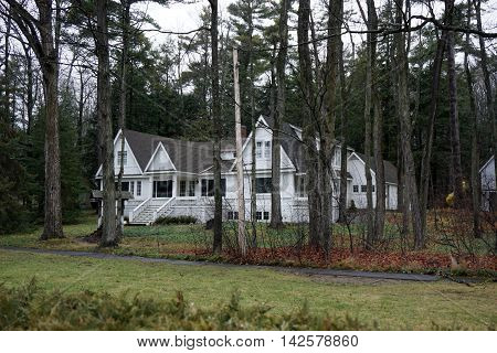 WEQUETONSING, MICHIGAN / UNITED STATES - DECEMBER 22, 2015: A home, christened 
