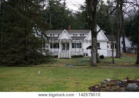 WEQUETONSING, MICHIGAN / UNITED STATES - DECEMBER 22, 2015: A home, christened 