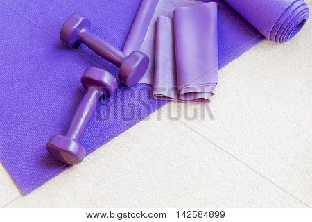 Fitness Yoga Pilates Equipment Props On Carpet