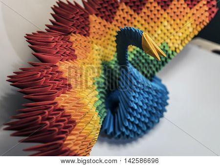 origami paper composition white background studio closeup