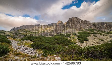 Mountain Landscape on Cloudy Day. Mlynicka Valley High Tatra Slovakia.