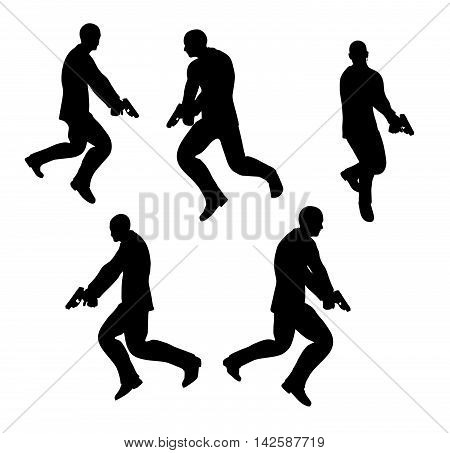 Gunman Businessman Silhouette In Black