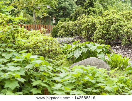 Traditional Japanese tea house in the garden