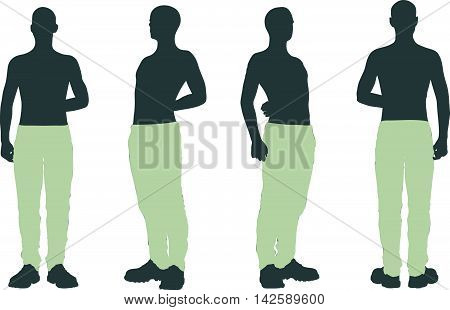 Man Silhouette In Salute, Stand Pose