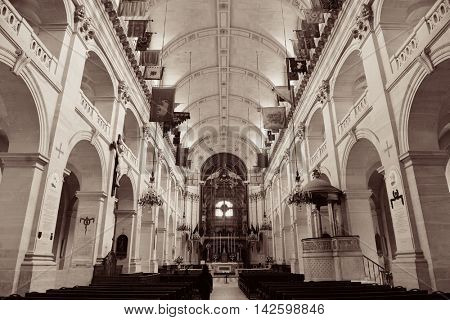 PARIS - MAY 13: Saint Louis des Invalides chapel interior on MAY 13, 2015 in Paris. It is the the burial site for France's war heroes including Napoleon Bonaparte.