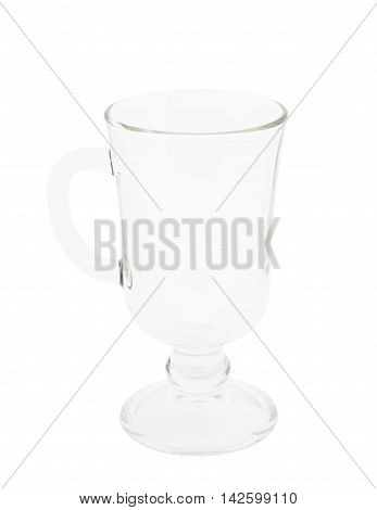 empty glass for a cappuccino on a white background