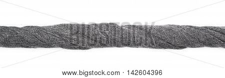 Twisted strip of gray fabric isolated over the white background