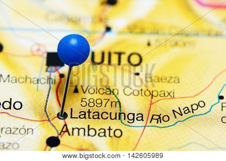 Latacunga pinned on a map of Ecuador