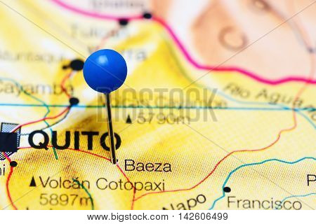 Baeza pinned on a map of Ecuador