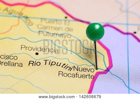 Nuevo Rocafuerte pinned on a map of Ecuador