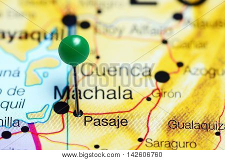 Pasaje pinned on a map of Ecuador