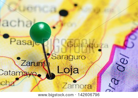 Loja pinned on a map of Ecuador
