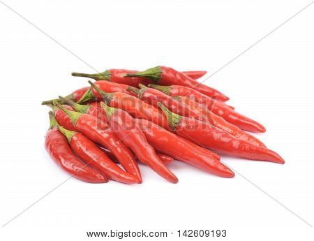 Pile of red italian peppers isolated over the white background