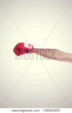 One Hand In The Frame Wearing Red Hot Boxing Gloves Isolated On White
