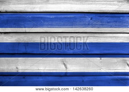 Flag Of Dunkirk, France, Painted On Old Wood Plank Background