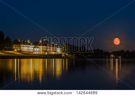 Dresden Pillnitz Skyline in the evening, blue hour