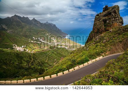 view of the Taganana valley in Anaga mountains Tenerife Canary Islands Spain