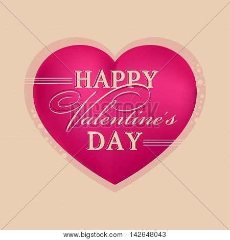 Happy Valentine's Day lettering Greeting Card in vintage style vector illustration