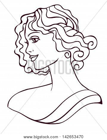 vector female portrait in the style of Art Nouveau