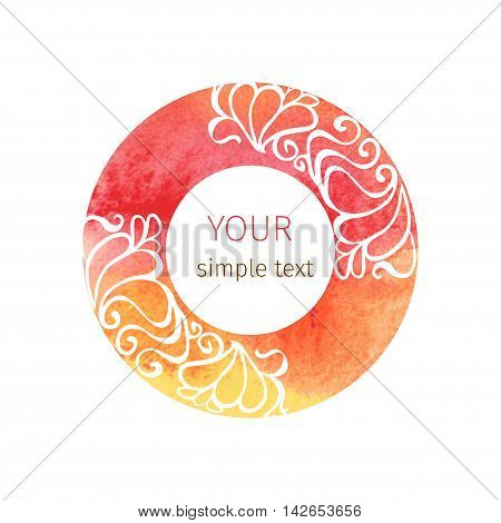 vector round ornament in Art Nouveau style on watercolor circles on a white background