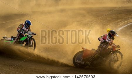 October 17 2015 Ukraine Voznesensk. Competition veterans Speedway. The final race.