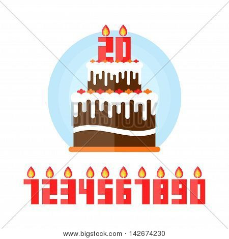 cake birthday candles with different numbers date flat design icon