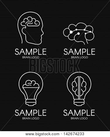 brain psychology idea creative logo design on black background