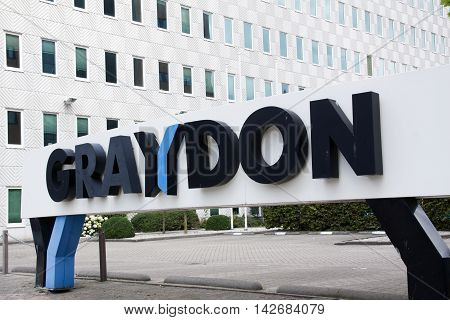 Amsterdam Netherlands-august 14 2016: graydon letters fot a building Graydon is a Dutch financial-services company