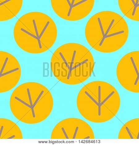 Round Colored Trees In Autumn. Flat Seamless Pattern