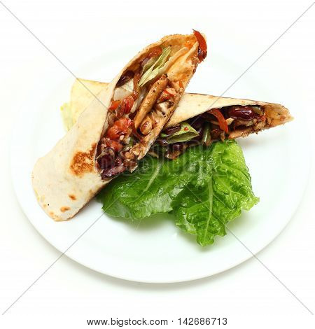 Tasty Mexican cuisine chicken fajita on table