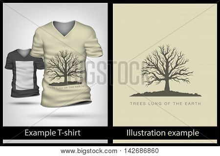 example illustration on a T-shirt. tree branches