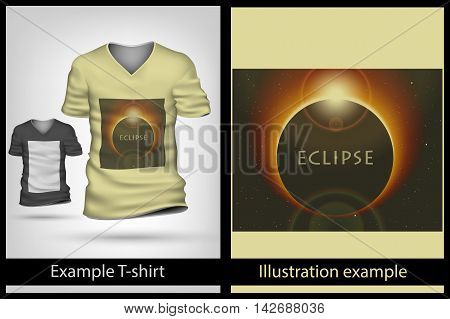 example illustration on a T-shirt. eclipse solar
