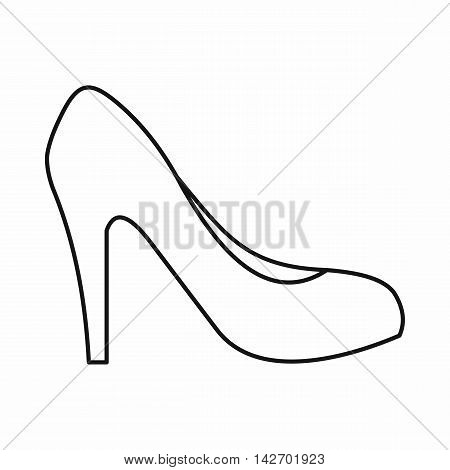 Women shoe with heels icon in outline style isolated on white background. Wear symbol vector illustration