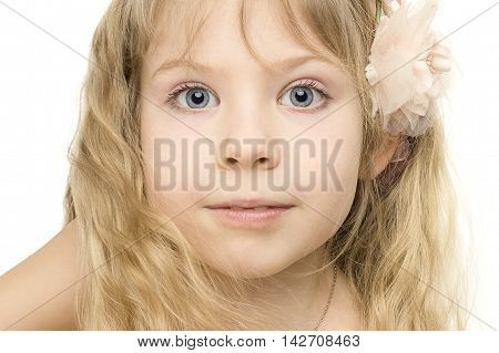 Smilingl Child Girl with blue eyes - Face Close-up