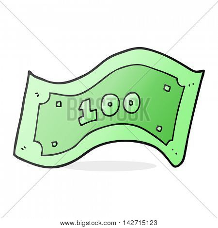 freehand drawn cartoon 100 dollar bill