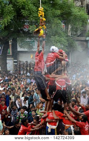 AMRAVATI, MAHARASHTRA, INDIA - AUGUST 29 : Crowd of young People enjoying 