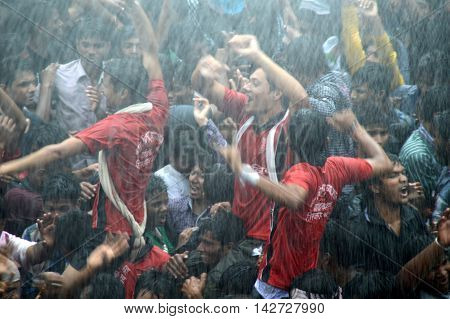 AMRAVATI, MAHARASHTRA, INDIA - AUGUST 29 : Crowd of young People enjoying 
