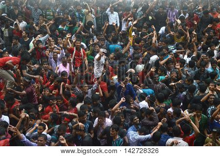 AMRAVATI, MAHARASHTRA, INDIA - AUGUST 29 : Crowd of young People enjoying 