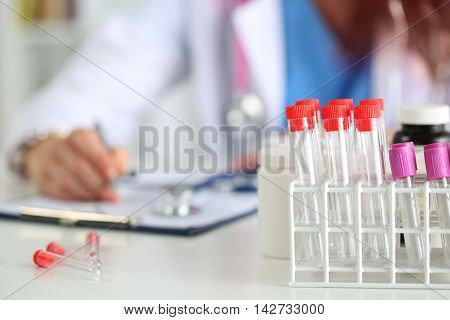 Close Up View Of Medical Flasks